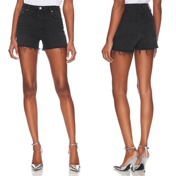 NWT GRLFRND Helena High Rise Cutoff Shorts Washed Black Raw Hem - Picture 1 of 12
